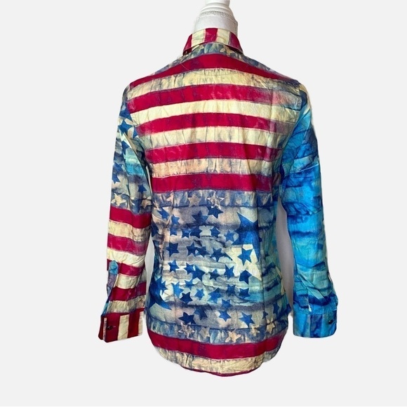 Bob Goldfeder Acorn Women’s American Flag Western Wear Button Down Shirt Small - Picture 2 of 10